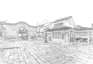 江南古鎮線描 TIF（未分層）