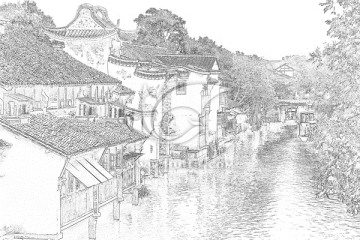 江南古鎮線描 TIF（未分層）
