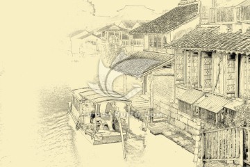 江南古鎮(zhèn)線描 TIF（未分層）