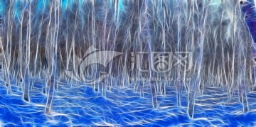 電腦畫(huà) 雪原白樺林