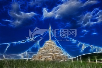 電腦畫(huà) 草原敖包