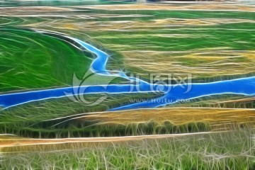 电脑画 草原之河