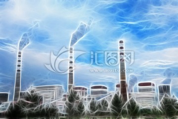 電腦畫 發(fā)電廠