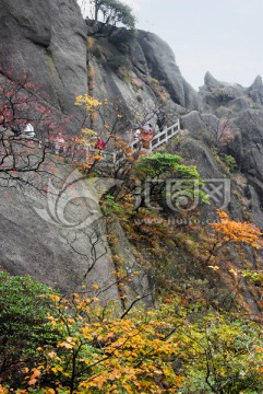 山岳风光 栈道 绝壁秋色