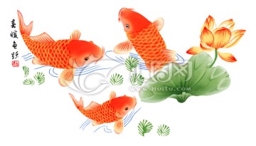 鯉魚戲荷