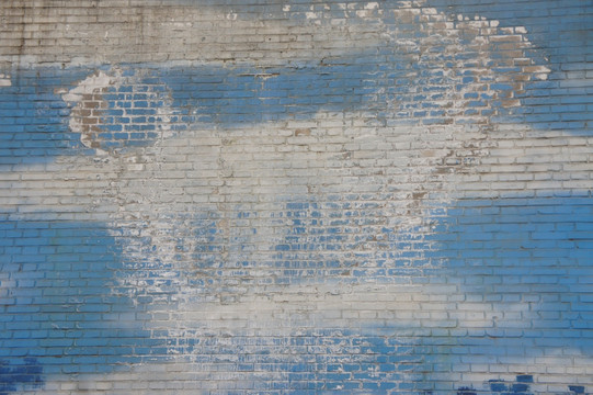 蓝白砖墙