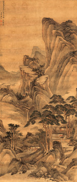 章谷 攜琴游山圖 未分層