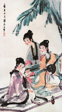 傅抱石 芭蕉美人圖 未分層