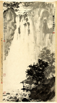 傅抱石 瀑布山水 未分層