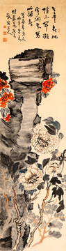 李瑞清 巨石牡丹圖 未分層