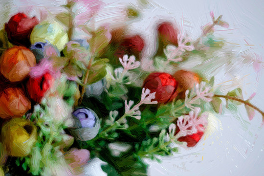 油畫 花