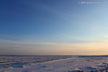 冬天 雪 原野 田野 冷色 冰