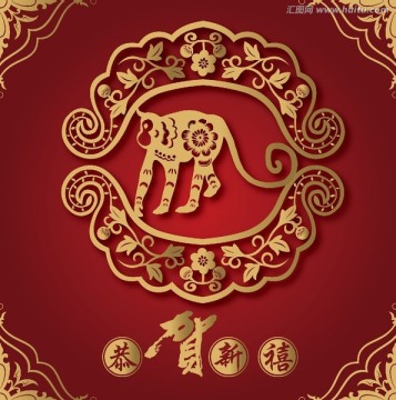 猴年 春節(jié) 剪紙 中國風(fēng)
