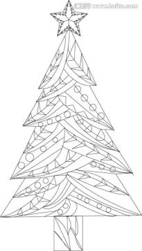圣诞树 秘密花园 线稿 装饰画