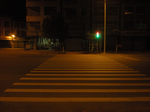 班马路红绿灯夜景