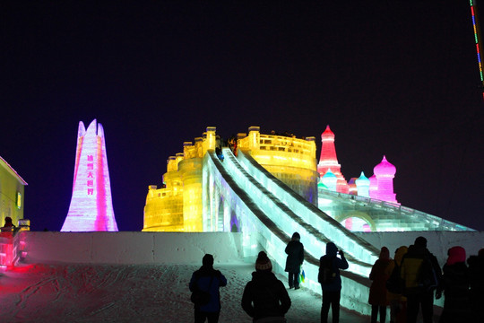 冰雕 冰雪 建筑 冰燈 夜景