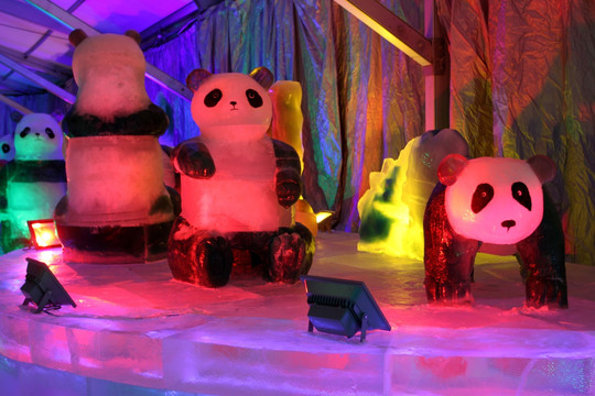 冰雕 冰雪 熊猫