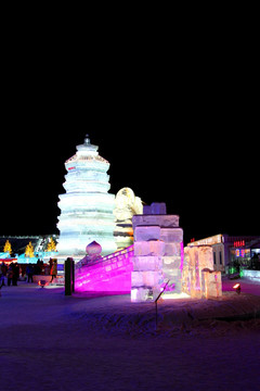 冰雕 冰雪 建筑 冰灯 夜景