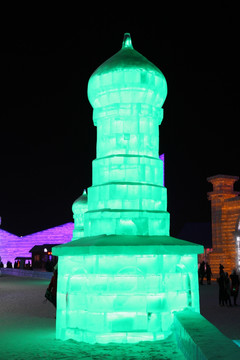 冰雕 冰雪 建筑 冰灯 夜景