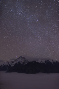 星空下的贡嘎山西坡主峰 竖片