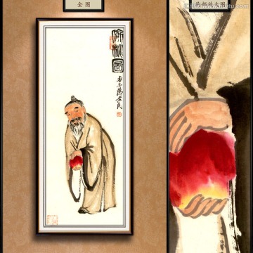 齊白石 偷桃圖 未分層