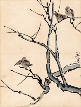徐悲鴻 花鳥冊頁 未分層