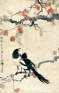 徐悲鴻 雙喜軸 未分層