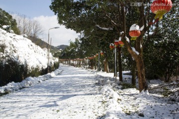 雪景 道路 灯笼