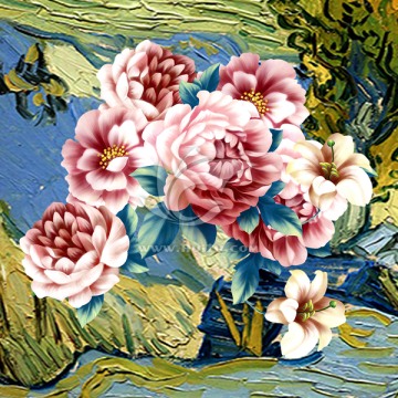 花 油画