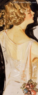高清美女人物油畫插畫 畫廊專供