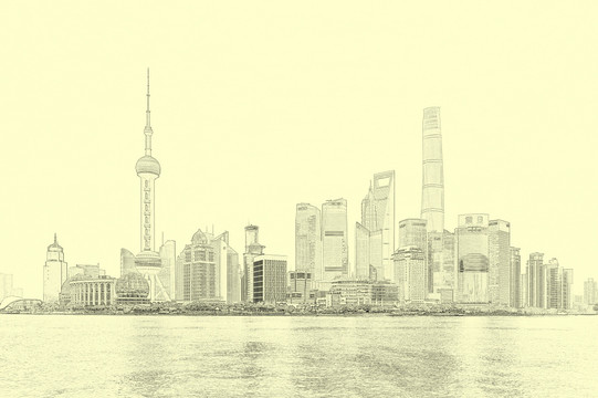 上海風(fēng)光線描 （未分層）