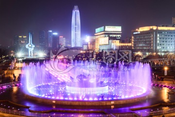 济南泉城广场音乐喷泉夜景