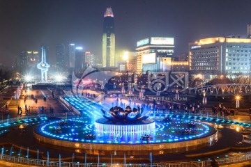 济南泉城广场音乐喷泉夜景