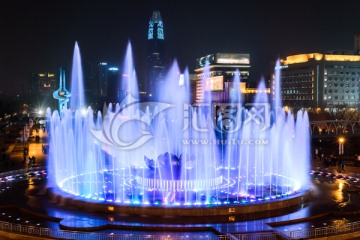 泉城廣場音樂噴泉夜景