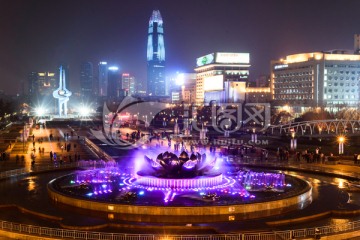 泉城广场音乐喷泉夜景