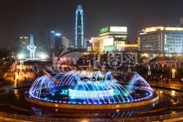 泉城广场音乐喷泉夜景