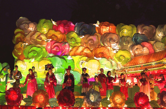 春节灯会 56个民族大团结花灯