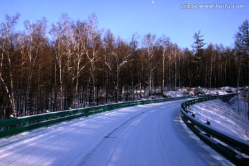 冬季的森林公路