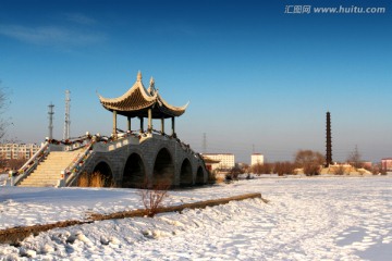 古建筑 石桥 凉亭