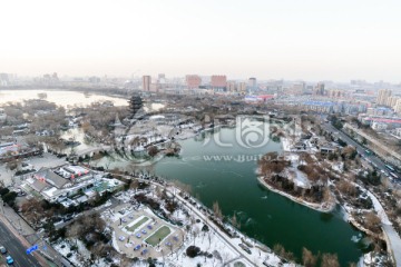 雪后大明湖全景