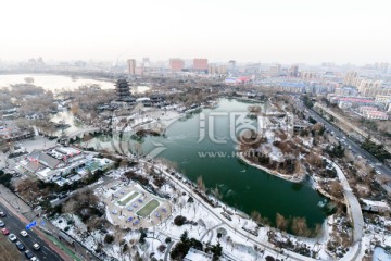 雪后大明湖全景