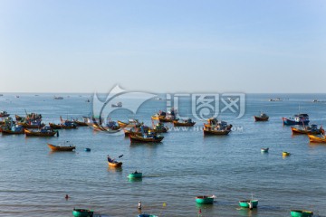 越南风光 渔村 渔船