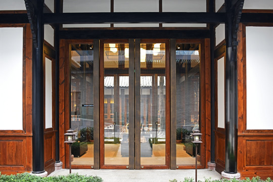 中式玻璃木门 仿古实木玻门窗
