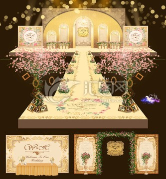 金粉花園婚禮效果圖矢量圖