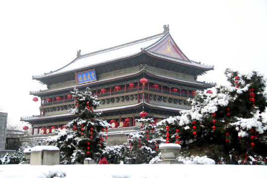 西安鼓楼雪景