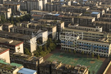 衡阳建筑 操场 学校 俯览