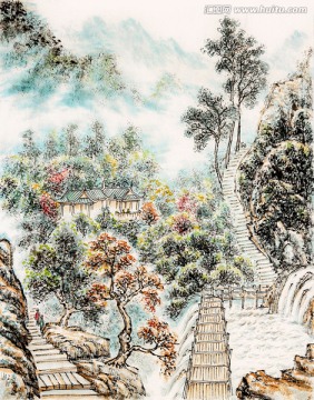 森林公園 隱居山林 國畫