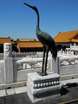 北京故宫太和殿铜鹤