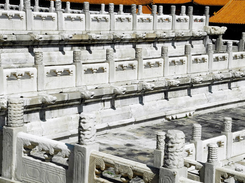 北京故宫太和殿汉白玉石雕基座