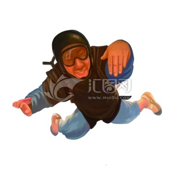 跳傘高清手繪